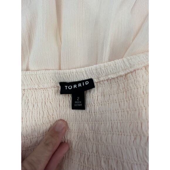 Torrid Womens Embroidered Babydoll Tank Top Plus Size 2 Empire Waist 2X Blush - Picture 5 of 6